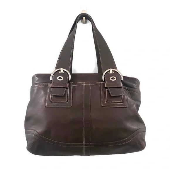 Coach Brown Large Leather Satchel Shoulder Bag - Picture 2 of 9